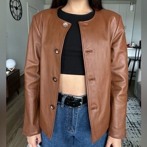 Talbots Brown Leather Jacket
